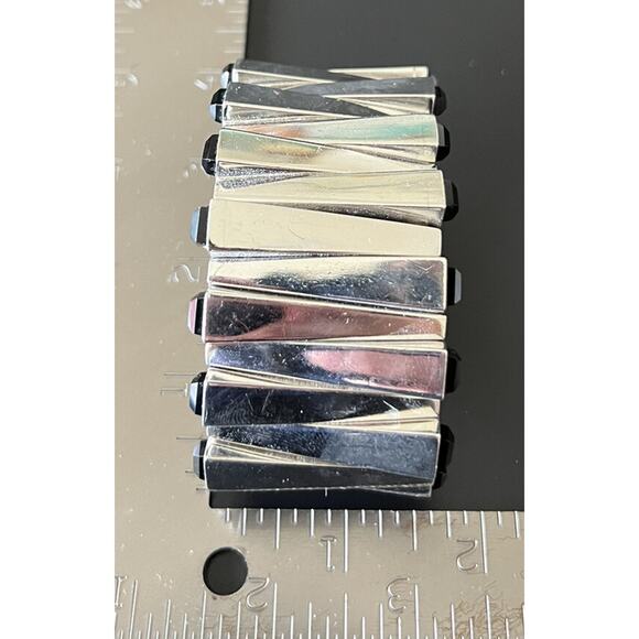 Antonio Pineda Taxco Mexico Sterling Silver Obsidian Matchstick Bracelet 195g - Picture 10 of 10